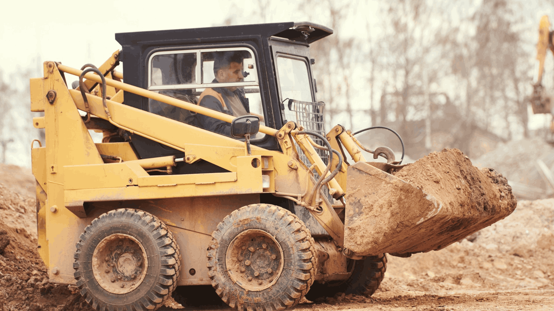 Excavator at a construction site. Excavator at work